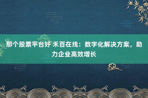 那个股票平台好 禾百在线:数字化解决方案,助力企业高效增长