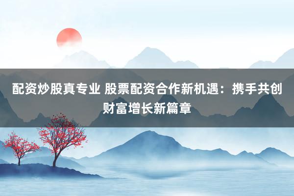 配资炒股真专业 股票配资合作新机遇：携手共创财富增长新篇章