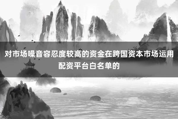对市场噪音容忍度较高的资金在跨国资本市场运用配资平台白名单的