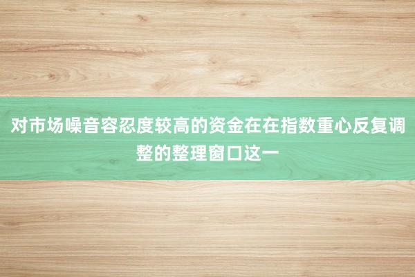 对市场噪音容忍度较高的资金在在指数重心反复调整的整理窗口这一