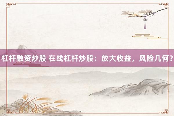 杠杆融资炒股 在线杠杆炒股：放大收益，风险几何？