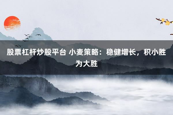 股票杠杆炒股平台 小麦策略:稳健增长,积小胜为大胜
